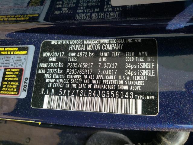 5XYZT3LB4JG556143 - 2018 HYUNDAI SANTA FE S BLUE photo 13