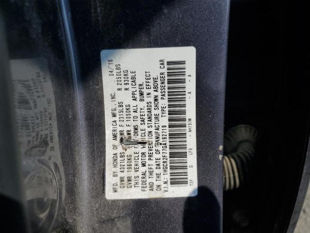 1HGCR2F77GA192719 - 2016 HONDA ACCORD EX CHARCOAL photo 12