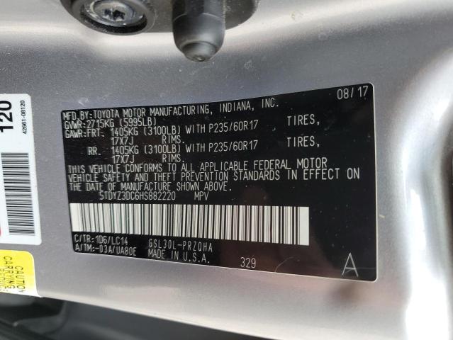 5TDYZ3DC6HS882220 - 2017 TOYOTA SIENNA XLE ვერცხლისფერი ფოტო 14