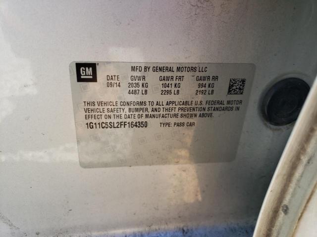 1G11C5SL2FF164350 - 2015 CHEVROLET MALIBU 1LT ნაცრისფერი ფოტო 12