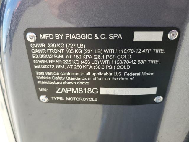 ZAPM818G9N5907811 - 2022 VESPA PRIMAVERA/ 150 GRAY photo 10