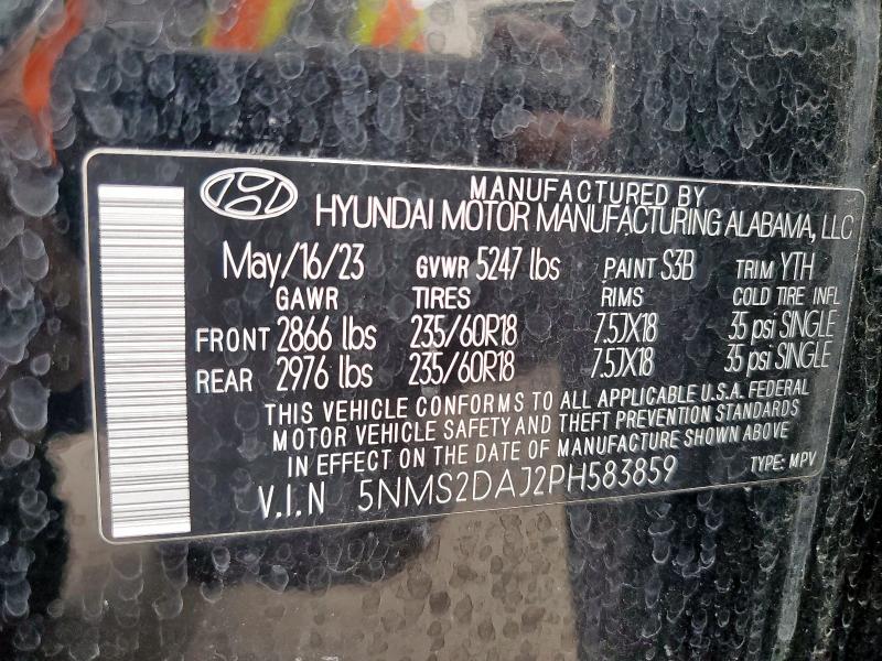 5NMS2DAJ2PH583859 - 2023 HYUNDAI SANTA FE SEL Черный фото 13