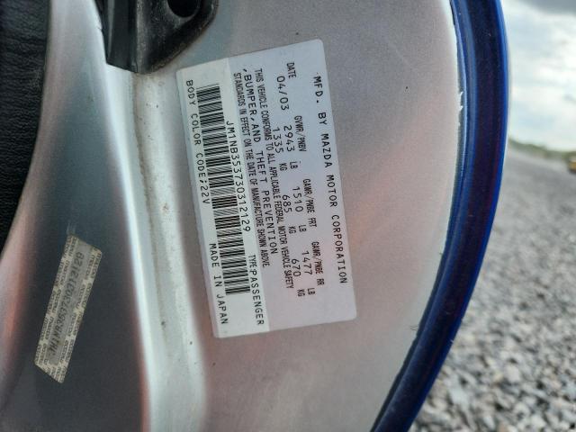JM1NB353730312129 - 2003 MAZDA MX-5 MIATA BASE BLUE photo 13