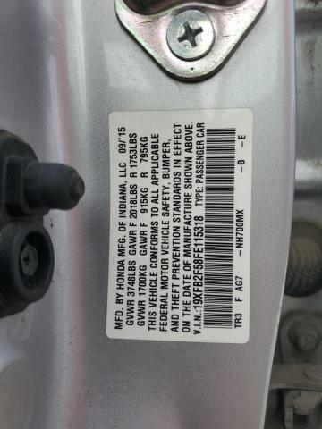 19XFB2F58FE115318 - 2015 HONDA CIVIC LX SILVER photo 12