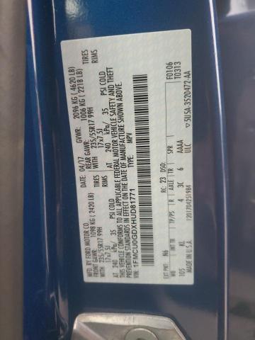 1FMCU0GDXHUD81771 - 2017 FORD ESCAPE SE BLUE photo 13