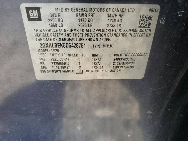 2GNALBEK5D6428751 - 2013 CHEVROLET EQUINOX LS 蓝色 照片 14