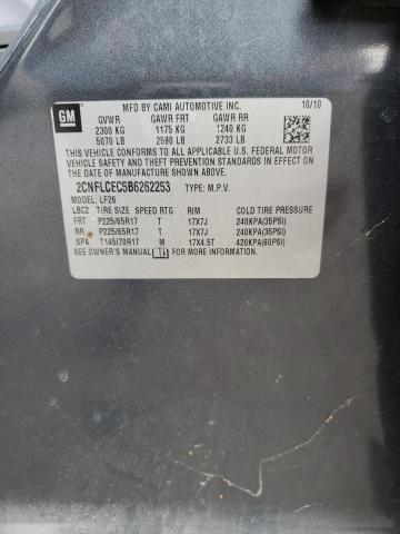 2CNFLCEC5B6262253 - 2011 CHEVROLET EQUINOX LS CHARCOAL photo 13