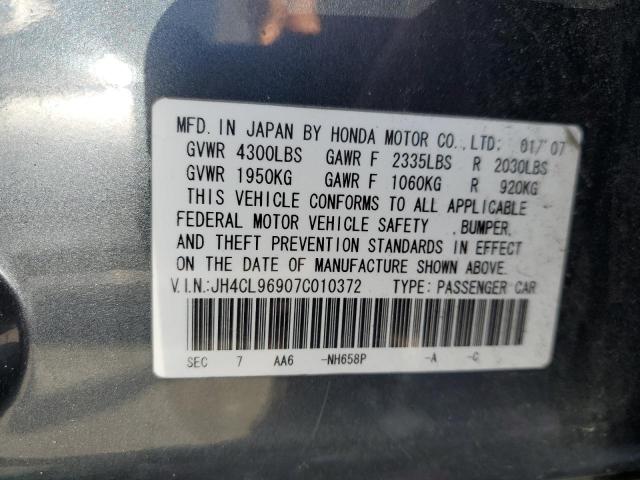 JH4CL96907C010372 - 2007 ACURA TSX CHARCOAL photo 12