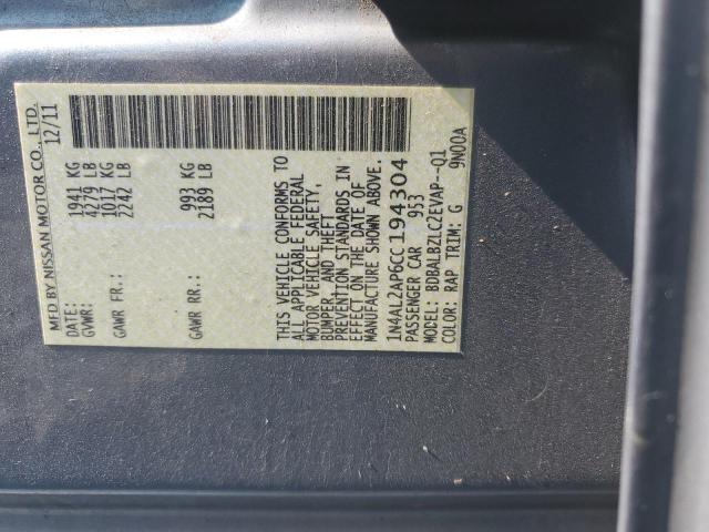 1N4AL2AP6CC194304 - 2012 NISSAN ALTIMA BASE Gris foto 12