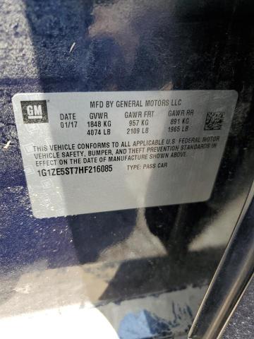 1G1ZE5ST7HF216085 - 2017 CHEVROLET MALIBU LT BLUE photo 10