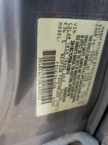 3N1BC1CP0BL428013 - 2011 NISSAN VERSA S GRAY photo 12