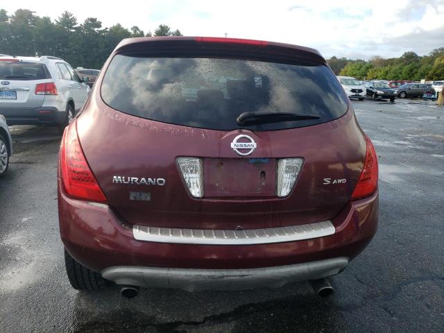 JN8AZ08W76W505367 - 2006 NISSAN MURANO SL RED photo 6