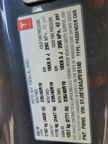 5YJ3E1EA0JF015140 - 2018 TESLA MODEL 3 灰色 照片 12