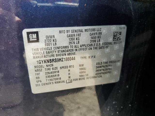 1GYKNBRS9HZ188044 - 2017 CADILLAC XT5 LUXURY BLUE photo 14