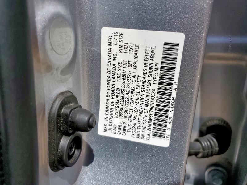 2HKRM3H79GH543584 - 2016 HONDA CR-V EXL SILVER photo 13