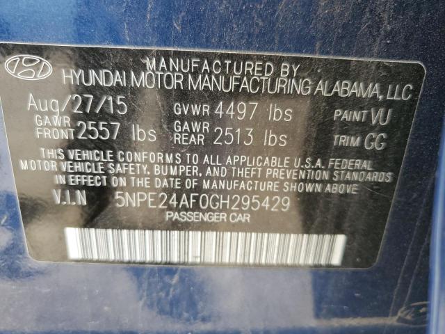 5NPE24AF0GH295429 - 2016 HYUNDAI SONATA SE BLUE photo 12