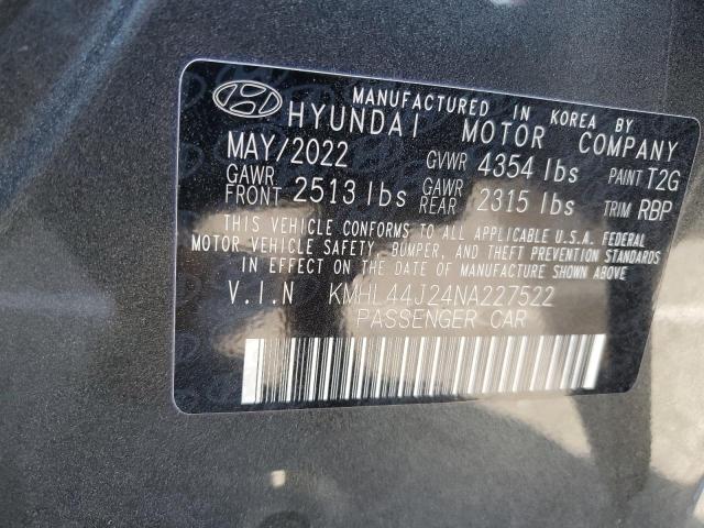 KMHL44J24NA227522 - 2022 HYUNDAI SONATA SEL PLUS CHARCOAL photo 12