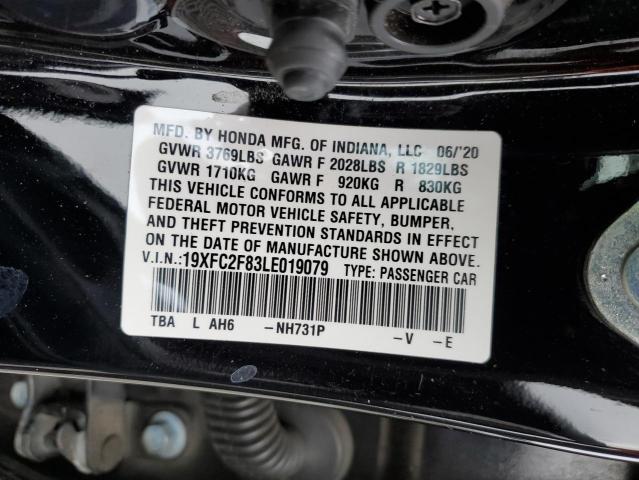 19XFC2F83LE019079 - 2020 HONDA CIVIC SPORT 黑色 照片 12