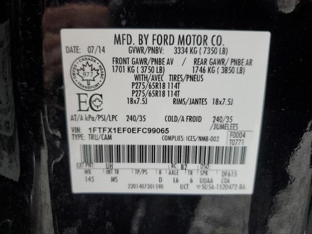 1FTFX1EF0EFC99065 - 2014 FORD F150 SUPER CAB BLACK photo 12