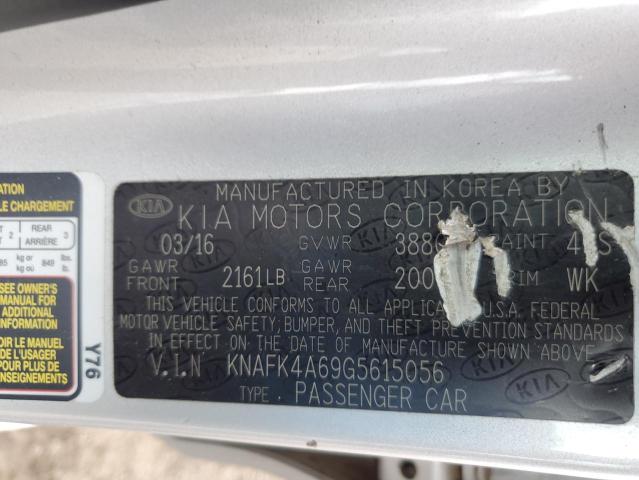 KNAFK4A69G5615056 - 2016 KIA FORTE LX SILVER photo 12