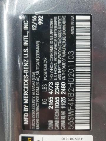 55SWF4KB2HU201103 - 2017 MERCEDES-BENZ C 300 4MATIC GRAY photo 13