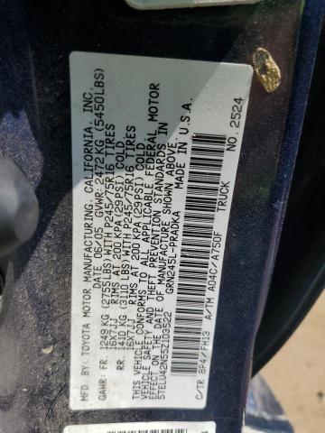 5TELU42N55Z103522 - 2005 TOYOTA TACOMA DOUBLE CAB BLUE photo 13