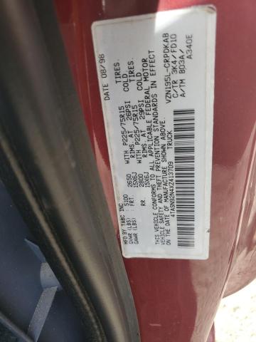 4TASN92N4XZ413709 - 1999 TOYOTA TACOMA XTRACAB PRERUNNER 红色 照片 12