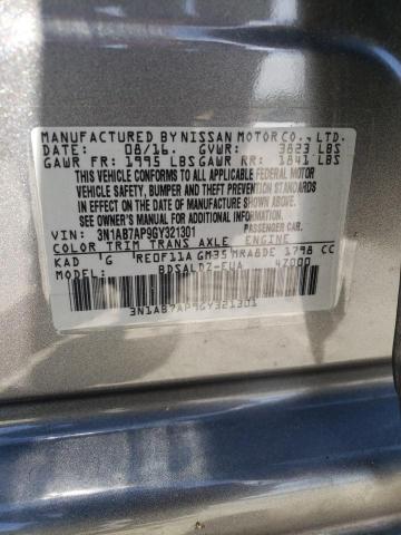 3N1AB7AP9GY321301 - 2016 NISSAN SENTRA S GRAY photo 12