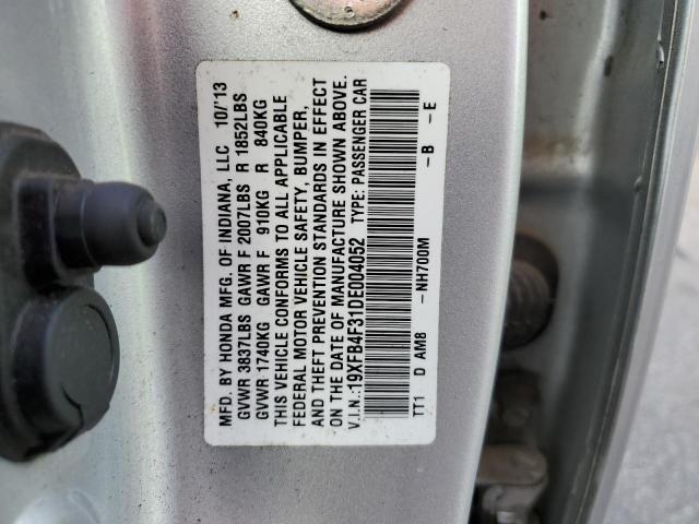 19XFB4F31DE004052 - 2013 HONDA CIVIC HYBRID L SILVER photo 12