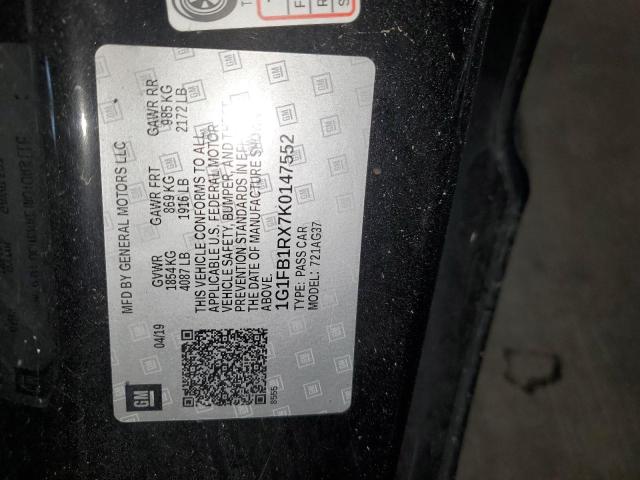 1G1FB1RX7K0147552 - 2019 CHEVROLET CAMARO LS BLACK photo 12