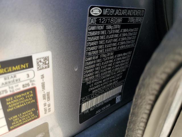 SALGS2RKXKA539952 - 2019 LAND ROVER RANGE ROVE HSE BLUE photo 13