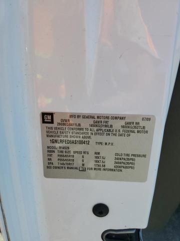 1GNLRFED8AS100412 - 2010 CHEVROLET TRAVERSE LT 白色 照片 13