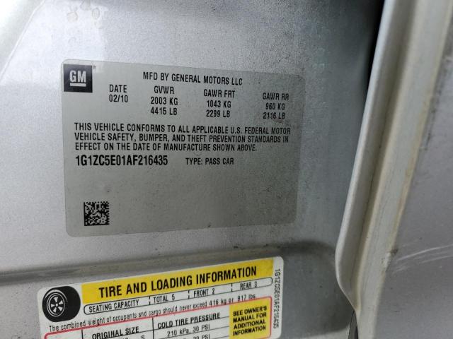 1G1ZC5E01AF216435 - 2010 CHEVROLET MALIBU 1LT ვერცხლისფერი ფოტო 12