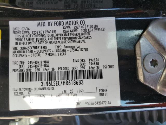 3LN6L5EC7HR618683 - 2017 LINCOLN MKZ RESERVE შავი ფოტო 12