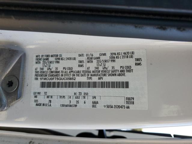 1FMCU0F75GUC05852 - 2016 FORD ESCAPE S WHITE photo 13