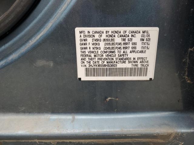 2HJYK16556H508101 - 2006 HONDA RIDGELINE RTL BLUE photo 12