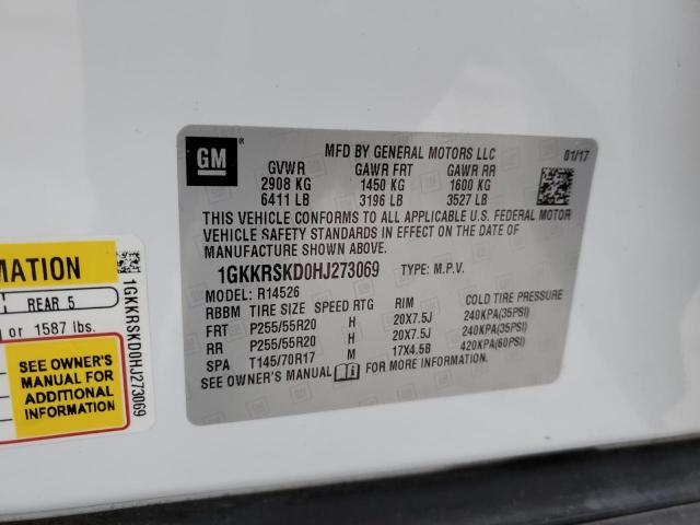 1GKKRSKD0HJ273069 - 2017 GMC ACADIA LIM SLT-2 WHITE photo 13