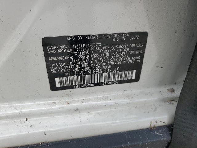 JF2GTAEC8M8302045 - 2021 SUBARU CROSSTREK PREMIUM WHITE photo 13