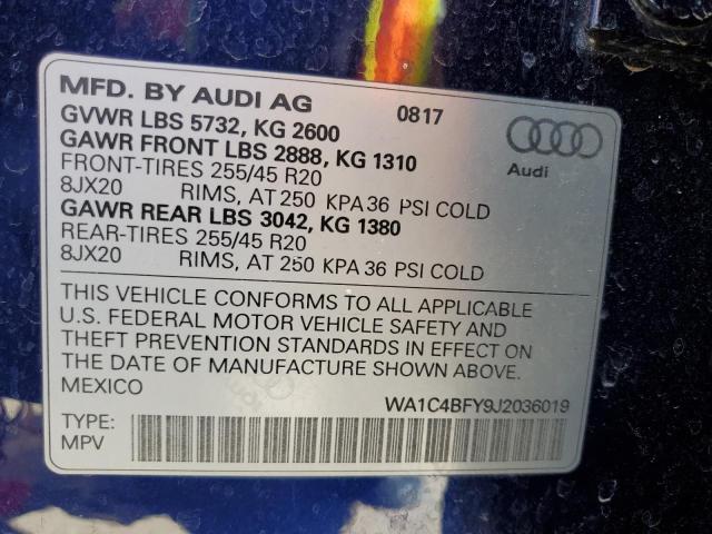 WA1C4BFY9J2036019 - 2018 AUDI SQ5 PRESTIGE BLUE photo 14