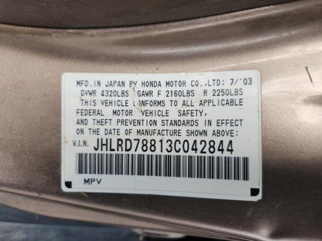 JHLRD78813C042844 - 2003 HONDA CR-V EX GOLD photo 13