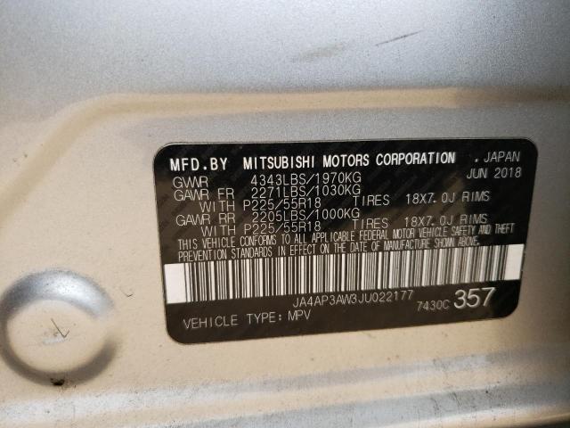 JA4AP3AW3JU022177 - 2018 MITSUBISHI OUTLANDER ES ვერცხლისფერი ფოტო 13