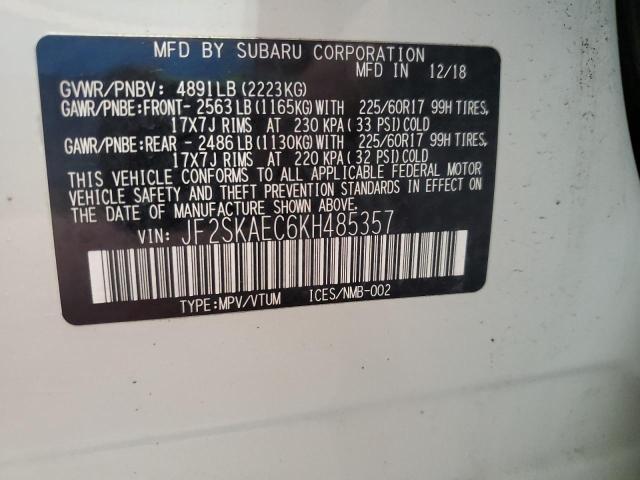 JF2SKAEC6KH485357 - 2019 SUBARU FORESTER PREMIUM Ağ foto 13