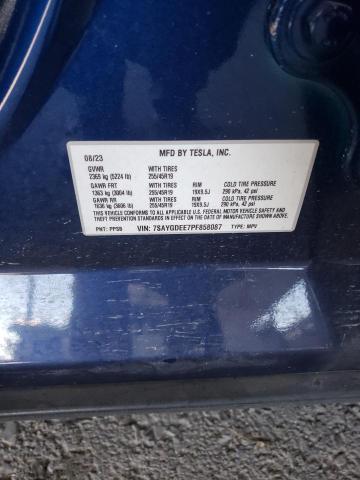 7SAYGDEE7PF858087 - 2023 TESLA MODEL Y أزرق صورة 12