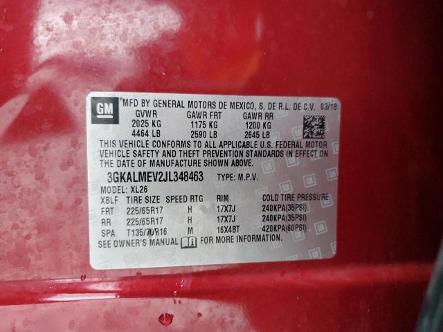 3GKALMEV2JL348463 - 2018 GMC TERRAIN SLE MAROON photo 14