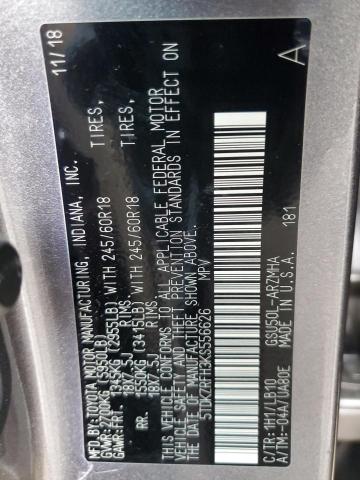 5TDKZRFH3KS556626 - 2019 TOYOTA HIGHLANDER SE 石墨色 照片 13