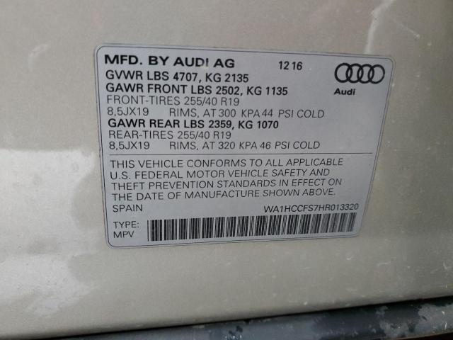 WA1HCCFS7HR013320 - 2017 AUDI Q3 PREMIUM PLUS SILVER photo 12