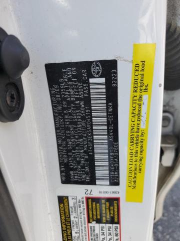 4T4BF3EK5AR045191 - 2010 TOYOTA CAMRY BASE Biały zdjęcie 12