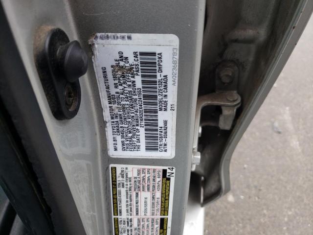2T1KR32EX4C241553 - 2004 TOYOTA COROLLA MA XR SILVER photo 12
