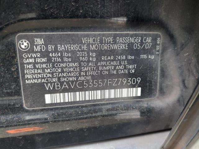 WBAVC53557FZ79309 - 2007 BMW 3 SERIES I SULEV BLACK photo 12