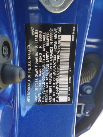 SHHFK7H58JU213213 - 2018 HONDA CIVIC EX BLUE photo 12